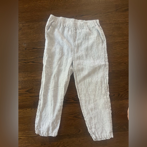 Quince Lot of 2 100% European Linen White and Blue Pinstripe Pants - Picture 4 of 6